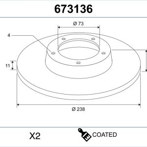 Disc frana VALEO 673136