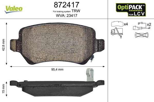 Set placute frana VALEO 872417