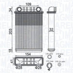 Schimbator de caldura incalzire habitaclu MAGNETI MARELLI 350218512000