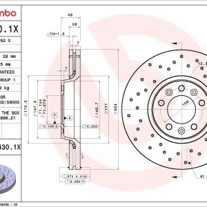 Disc frana PEUGEOT EXPERT TEPEE (VF3X_) 2.0 HDi 120 4x4 diesel 120 cai BREMBO 09.A430.1X