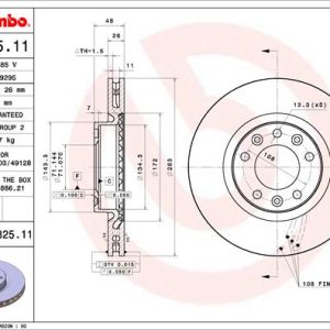 Disc frana PEUGEOT RIFTER e-Rifter electric 136 cai BREMBO 09.C825.11