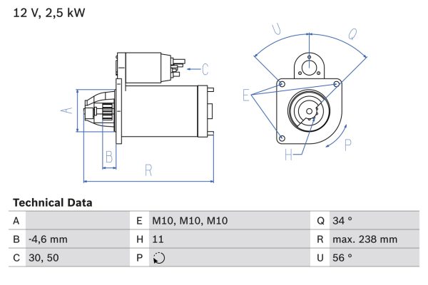 Electromotor PEUGEOT EXPERT caroserie (V_) 2.0 BlueHDi 180 diesel 178 cai BOSCH 0 986 023 850