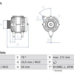 Alternator PEUGEOT EXPERT caroserie (VF3A_, VF3U_, VF3X_) 2.0 HDi 120 4x4 diesel 120 cai BOSCH 0 986 080 660