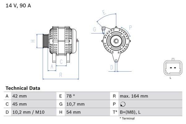 Alternator PEUGEOT BIPPER TEPEE 1.4 HDi diesel 68 cai BOSCH 0 986 082 810