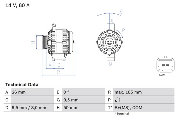Alternator PEUGEOT RCZ 1.6 16V benzina 156 cai BOSCH 0 986 082 880