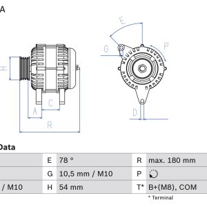 Alternator PEUGEOT EXPERT caroserie (V_) 1.5 BlueHDi 120 diesel 120 cai BOSCH 0 986 083 800