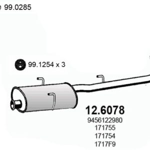 Toba esapamet intermediara PEUGEOT EXPERT platou / sasiu (223) 1.9 D diesel 69 cai ASSO 12.6078