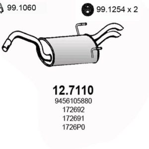 Toba esapament finala PEUGEOT EXPERT (224_) 2.0 HDI 16V diesel 109 cai ASSO 12.7110