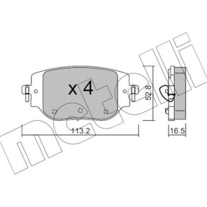 Placute frana PEUGEOT EXPERT caroserie (V_) E-EXPERT electric 136 cai METELLI 22-1346-0