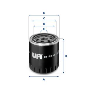 Filtru ulei PEUGEOT 505 (551A) 2.2 Turbo Injection benzina 155 cai UFI 23.191.00