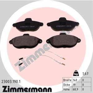 Placute frana PEUGEOT EXPERT (224_) 1.9 TD diesel 92 cai ZIMMERMANN 23003.190.1