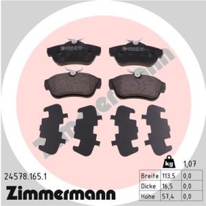 Placute frana PEUGEOT EXPERT platou / sasiu 1.6 HDi 90 8V diesel 90 cai ZIMMERMANN 24578.165.1