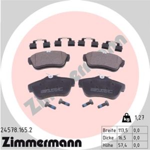 Placute frana PEUGEOT EXPERT caroserie (VF3A_, VF3U_, VF3X_) 2.0 HDi 140 diesel 136 cai ZIMMERMANN 24578.165.2