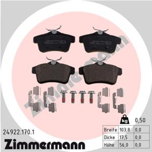 Placute frana PEUGEOT RCZ 1.6 16V benzina 200 cai ZIMMERMANN 24922.170.1