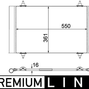 Condensator climatizare PEUGEOT EXPERT TEPEE (VF3X_) 1.6 HDi 90 16V diesel 90 cai MAHLE ORIGINAL AC 487 000P