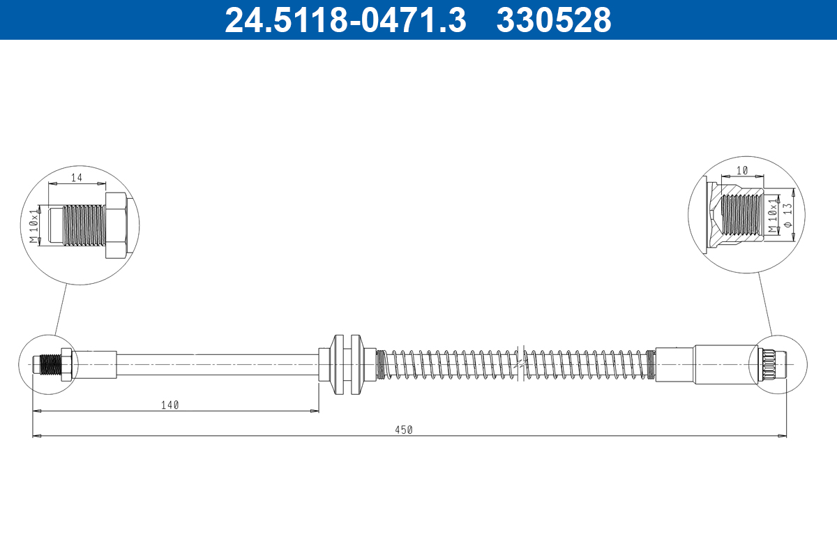 Furtun frana PEUGEOT EXPERT caroserie (222) 1.9 TD diesel 92 cai ATE 24.5118-0471.3