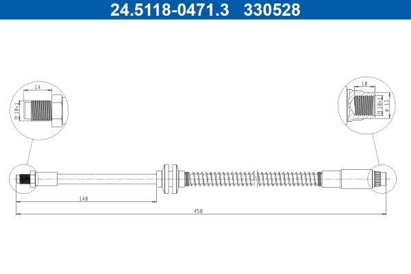 Furtun frana PEUGEOT EXPERT platou / sasiu (223) 2.0 HDI diesel 109 cai ATE 24.5118-0471.3