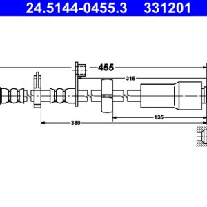 Furtun frana PEUGEOT EXPERT TEPEE (VF3X_) 1.6 HDi 90 8V diesel 90 cai ATE 24.5144-0455.3