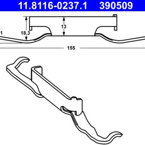 Arc etrier frana PEUGEOT RIFTER 1.6 HDi 75 / BlueHDi 75 diesel 75 cai ATE 11.8116-0237.1