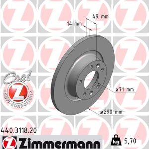 Disc frana PEUGEOT EXPERT TEPEE (VF3X_) 2.0 HDi 120 4x4 diesel 120 cai ZIMMERMANN 440.3118.20