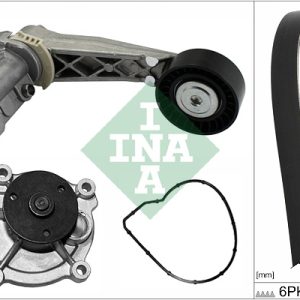 Pompa apa + Set curea transmisie cu caneluri PEUGEOT RCZ 1.6 16V benzina 156 cai INA 529 0504 30