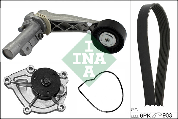 Pompa apa + Set curea transmisie cu caneluri PEUGEOT RCZ 1.6 16V benzina 156 cai INA 529 0504 30