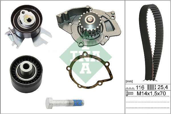 Set pompa apa + curea dintata PEUGEOT EXPERT caroserie (VF3A_, VF3U_, VF3X_) 2.0 HDi 120 4x4 diesel 120 cai INA 530 0449 30