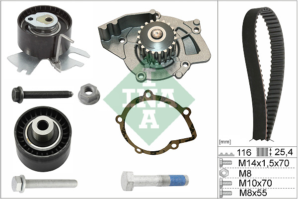 Set pompa apa + curea dintata PEUGEOT EXPERT caroserie (VF3A_, VF3U_, VF3X_) 2.0 HDi 130 4x4 diesel 128 cai INA 530 0558 31