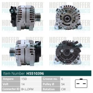 Alternator PEUGEOT BIPPER TEPEE 1.4 HDi diesel 68 cai HOFFER H5510396