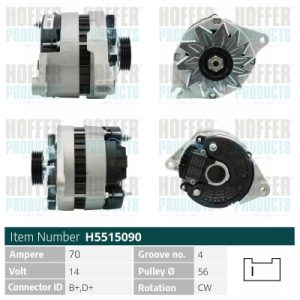 Alternator PEUGEOT 405 I (15B) 1.9 Injection benzina 105 cai HOFFER H5515090