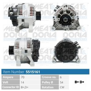 Alternator PEUGEOT EXPERT caroserie (222) 1.9 D 70 diesel 69 cai MEAT DORIA 5515161