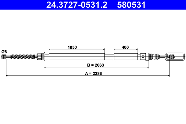 Cablu frana de parcare PEUGEOT EXPERT (224_) 2.0 HDI diesel 109 cai ATE 24.3727-0531.2