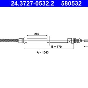 Cablu frana de parcare PEUGEOT EXPERT platou / sasiu (223) 2.0 HDi diesel 94 cai ATE 24.3727-0532.2