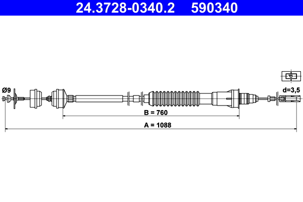 Cablu ambreiaj PEUGEOT EXPERT caroserie (222) 1.9 TD diesel 92 cai ATE 24.3728-0340.2