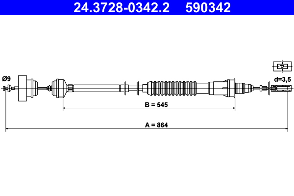Cablu ambreiaj PEUGEOT EXPERT caroserie (222) 1.9 TD diesel 92 cai ATE 24.3728-0342.2