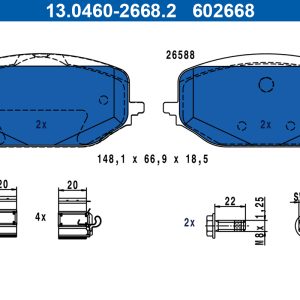 Placute frana PEUGEOT RIFTER 1.6 HDi 92 diesel 92 cai ATE 13.0460-2668.2