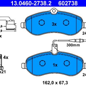 Placute frana PEUGEOT EXPERT caroserie (VF3A_, VF3U_, VF3X_) 2.0 HDi 165 diesel 163 cai ATE 13.0460-2738.2