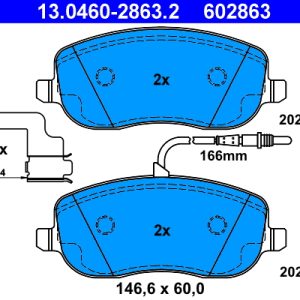 Placute frana PEUGEOT EXPERT platou / sasiu (223) 1.9 TD diesel 90 cai ATE 13.0460-2863.2
