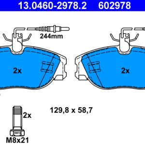 Placute frana PEUGEOT EXPERT caroserie (222) 1.9 D diesel 70 cai ATE 13.0460-2978.2