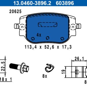 Placute frana PEUGEOT EXPERT caroserie (V_) 1.5 BlueHDi 120 diesel 120 cai ATE 13.0460-3896.2