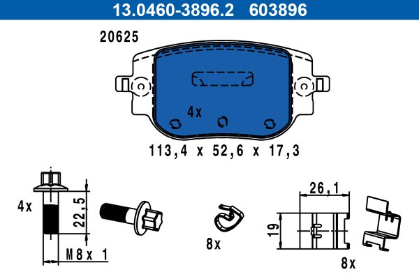 Placute frana PEUGEOT EXPERT bus (V_) E-EXPERT electric 136 cai ATE 13.0460-3896.2