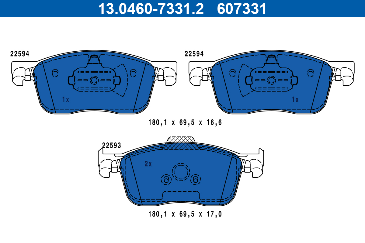 Placute frana PEUGEOT EXPERT caroserie (V_) 1.6 BlueHDi 95 diesel 95 cai ATE 13.0460-7331.2
