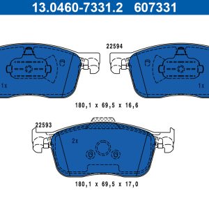 Placute frana PEUGEOT EXPERT platou / sasiu (V_) 2.0 BlueHDi 150 diesel 150 cai ATE 13.0460-7331.2