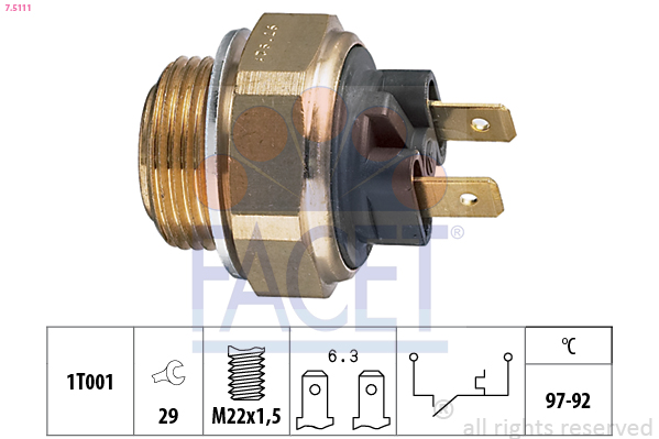 Comutator temperatura ventilator radiator PEUGEOT 405 I (15B) 1.9 Injection benzina 105 cai FACET 7.5111