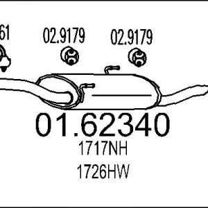 Toba esapament finala PEUGEOT EXPERT platou / sasiu (223) 1.9 D diesel 69 cai MTS 01.62340