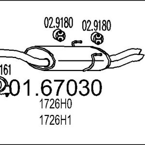 Toba esapament finala PEUGEOT EXPERT caroserie (222) 1.9 TD diesel 92 cai MTS 01.67030