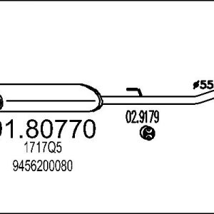 Toba esapamet intermediara PEUGEOT EXPERT caroserie (222) 2.0 HDI diesel 109 cai MTS 01.80770
