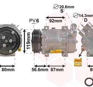 Compresor climatizare PEUGEOT EXPERT caroserie (VF3A_, VF3U_, VF3X_) 1.6 HDi 90 16V diesel 90 cai VAN WEZEL 0900K238