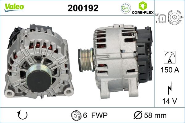 Alternator PEUGEOT BIPPER TEPEE 1.4 HDi diesel 68 cai VALEO 200192