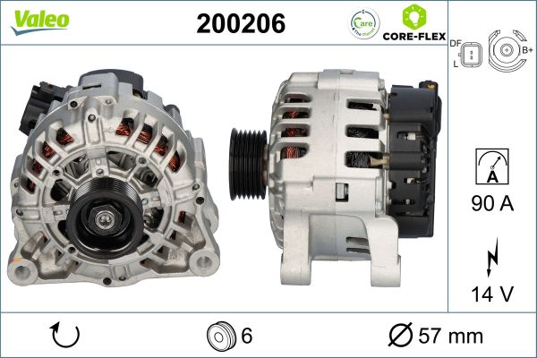 Alternator PEUGEOT BIPPER TEPEE 1.4 benzina 73 cai VALEO 200206